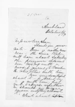 2 pages written 3 Oct 1870 by Sir Julius Vogel in Auckland Region to Sir Donald McLean, from Inward letters - Julius Vogel