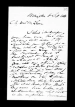 3 pages written 6 Sep 1860 by Robert Roger Strang in Wellington to Sir Donald McLean, from Family correspondence - Robert Strang (father-in-law)