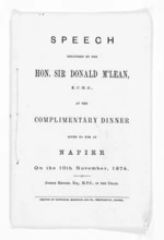 8 pages written 10 Nov 1874 by Sir Donald McLean in Napier City, from Masonic Lodge papers, trade circulars, invitations