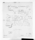 1 page written 27 Oct 1871 by George Thomas Fannin in Napier City to Sir Donald McLean in Wellington, from Native Minister and Minister of Colonial Defence - Inward telegrams