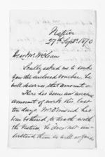 2 pages written 27 Sep 1870 by Edward Lister Green in Napier City to Sir Donald McLean, from Inward letters - Edward L Green