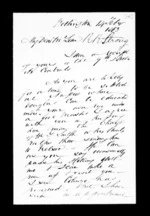 2 pages written 14 Feb 1863 by Robert Roger Strang in Wellington to Sir Donald McLean, from Family correspondence - Robert Strang (father-in-law)