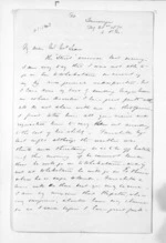 4 pages written 21 Feb 1870 by Henry Tacy Clarke in Tauranga to Sir Donald McLean, from Inward letters - Henry Tacy Clarke