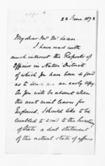 3 pages written 23 Jun 1873 by Sir James Fergusson in New Zealand to Sir Donald McLean, from Inward letters - Sir James Fergusson (Governor)