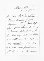 4 pages written 6 Dec 1872 by Colonel William Charles Lyon in Hamilton City to Sir Donald McLean, from Inward letters -  W C Lyon