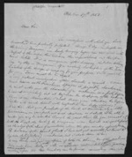 2 pages written 17 Oct 1852 by Joseph Jenner Merrett to Sir Donald McLean, from Inward letters - Joseph J Merrett