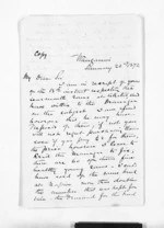 2 pages written 22 Jan 1872 by Sir Donald McLean in Wanganui to John Valentine Smith, from Inward letters - Surnames, Smith