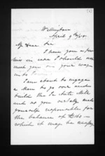 2 pages written 9 Apr 1855 by Canon Samuel Williams in Wellington to Sir Donald McLean, from Inward letters - Samuel Williams