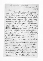 3 pages written 26 Mar 1872 by Captain John R Rushton in Opotiki to Sir Donald McLean in Wellington, from Inward letters - Surnames, Rou - Rus