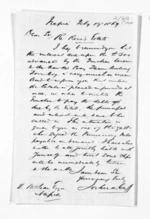 1 page written 19 Feb 1869 by Joshua Cuff in Napier City to Sir Donald McLean in Napier City, from Inward letters - Surnames, Cre - Cur