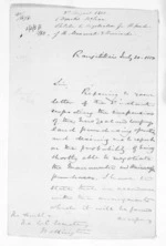 4 pages written 1850-1850 by Edward John Eyre and Sir Donald McLean in Rangitikei District to Alfred Domett, from Native Land Purchase Commissioner - Papers