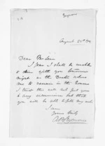 1 page written 23 Aug 1872 by Arthur Penrose Seymour to Sir Donald McLean, from Inward letters - Surnames, Sey - She