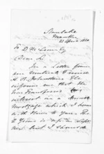 3 pages written 23 Apr 1860 by J Crispe to Sir Donald McLean, from Inward letters - Surnames, Cre - Cur