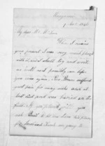 3 pages written 9 Nov 1846 by Robert Cecil Taylor in Wanganui to Sir Donald McLean in Taranaki Region, from Inward letters - Surnames, Tay - Tho