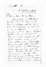 3 pages written 3 Feb 1861 by Sir James Edward Alexander to Sir Donald McLean, from Inward letters - Sir J E Alexander