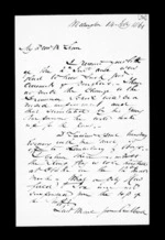 2 pages written 14 Feb 1861 by Robert Roger Strang in Wellington to Sir Donald McLean, from Family correspondence - Robert Strang (father-in-law)