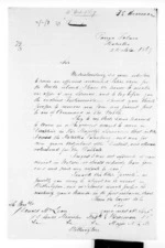 1 page written 2 Oct 1869 by an unknown author in Motueka to Sir Donald McLean in Wellington, from Minister of Colonial Defence - Administration of colonial defence