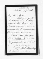 2 pages written 20 Oct 1862 by Captain Walter Charles Brackenbury to Sir Donald McLean, from Inward letters -  W C Brackenbury