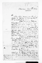 4 pages written 19 Jul 1869 by William Gilbert Mair in Tauranga to Henry Tacy Clarke in Tauranga, from Minister of Colonial Defence - East Coast hostilities