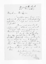 1 page written 23 May 1867 by Henry Robert Russell to Sir Donald McLean, from Inward letters - H R Russell