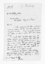 3 pages written 10 Aug 1876 by Coleman Phillips in Wellington City to Sir Donald McLean, from Inward letters - Surnames, Pet - Pic