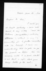 2 pages written 21 Jun 1870 by John Davies Ormond in Napier City to Sir Donald McLean, from Inward letters - J D Ormond