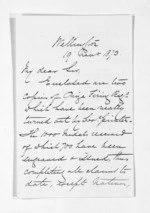 2 pages written 19 Nov 1873 by Colonel William Moule in Wellington to Sir Donald McLean, from Inward letters - W Moule