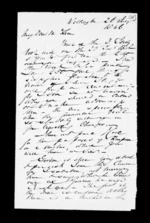 2 pages written 26 Jul 1856 by Robert Roger Strang in Wellington to Sir Donald McLean, from Family correspondence - Robert Strang (father-in-law)