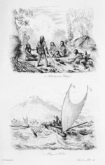 Habitans de Tikopai' and 'Pirogue de VaniKoro', vol.2, plate 25 opp. p.118. Voyage pittoresque autour ...