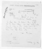 1 page written 15 Jan 1874 by an unknown author in Cambridge to Sir Donald McLean in Otaki, from Native Minister and Minister of Colonial Defence - Inward telegrams