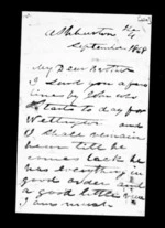 3 pages written 4 Sep 1868 by Alexander McLean to Sir Donald McLean, from Inward family correspondence - Alexander McLean (brother)