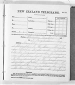 3 pages written 24 May 1876 by Sir Donald McLean in Alexandra to Hamilton City, from Native Minister and Minister of Colonial Defence - Outward telegrams