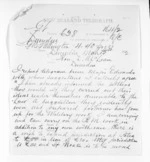 2 pages written 15 Mar 1872 by William Gisborne in Wellington to Sir Donald McLean in Dunedin City, from Native Minister and Minister of Colonial Defence - Inward telegrams