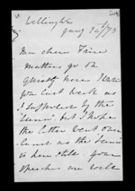 6 pages written 24 Jan 1873 by Annabella McLean in Wellington to Sir Donald McLean, from Inward family correspondence - Annabella McLean (sister)
