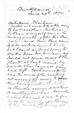 4 pages written 29 Jun 1872 by Sir Donald McLean in Auckland Region, from Native Minister - Meetings with Waikato chiefs and final pacification of the King Country