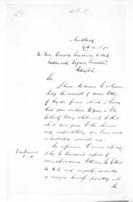 3 pages written 12 Oct 1870 by an unknown author in Auckland Region to Sir Donald McLean in Wellington, from Minister of Colonial Defence - Administration of colonial defence