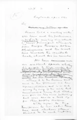 4 pages written 30 Apr 1860 by Sir Donald McLean in Raglan, from Secretary, Native Department - War in Taranaki and Waikato and  King Movement