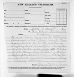 1 page written 9 Aug 1871 by Sir Donald McLean to John Davies Ormond in Napier City, from Native Minister and Minister of Colonial Defence - Inward telegrams