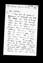 2 pages written 30 Oct 1873 by Robert Hart in Napier City to Sir Donald McLean, from Inward family correspondence - Robert Hart (brother-in-law)