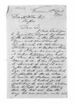 2 pages written 18 Apr 1865 by Hugh Alexander Duff to Sir Donald McLean in Napier City, from Inward letters - Surnames, Duff
