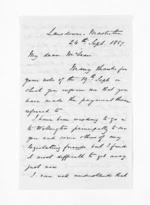 3 pages written 24 Sep 1867 by John Valentine Smith in Masterton to Sir Donald McLean, from Inward letters - Surnames, Smith