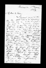 2 pages written 1 Apr 1854 by Robert Roger Strang in Wellington to Sir Donald McLean, from Family correspondence - Robert Strang (father-in-law)