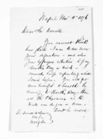 2 pages written 11 Nov 1876 by George Thomas Fannin in Napier City to Sir Donald McLean in Wellington City, from Inward letters - G T Fannin