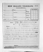 1 page to George Thomas Fannin in Napier City, from Native Minister and Minister of Colonial Defence - Inward telegrams