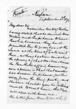 3 pages written 22 Sep 1873 by Robert Smelt Bush in Raglan to Sir Donald McLean in Wellington, from Inward letters - Robert S Bush