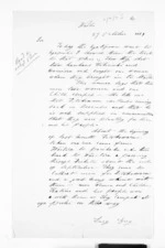 1 page written 27 Oct 1861 by Eliza Lucy Grey, from Minister of Colonial Defence - East Coast hostilities