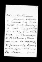 2 pages written by Sir Donald McLean to Catherine Isabella McLean, from Inward family correspondence - Catherine Hart (sister); Catherine Isabella McLean (sister-in-law)