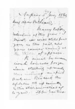 4 pages written 5 Jul 1869 by John Gibson Kinross in Napier City to Sir Donald McLean, from Inward letters -  John G Kinross
