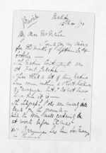 2 pages written 12 Nov 1870 by H F Way in Maketu to Sir Donald McLean, from Inward letters and diary extracts - H F Way