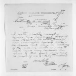 1 page written 15 Oct 1870 by an unknown author in Featherston to Sir Donald McLean in Wellington, from Native Minister and Minister of Colonial Defence - Inward telegrams